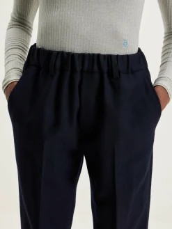 NICHOLSON & NICHOLSON Sand Boyfriend Broek Van Wol